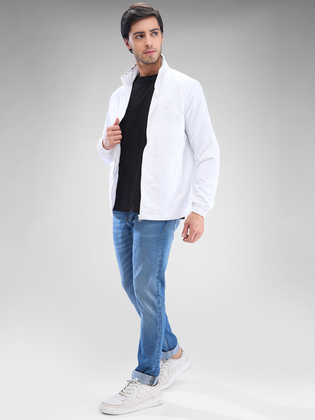 Spykar White Polyester Full Sleeve Jacket For Men