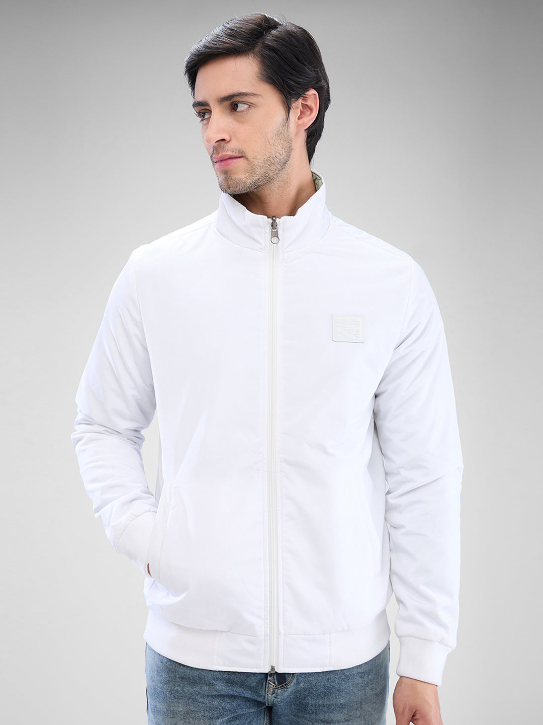 Spykar White Polyester Full Sleeve Jacket For Men