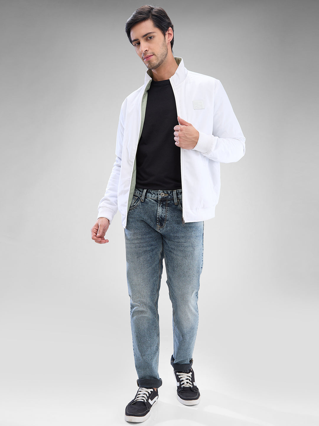 Spykar White Polyester Full Sleeve Jacket For Men