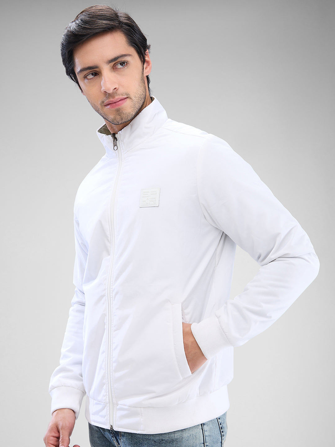 Spykar White Polyester Full Sleeve Jacket For Men