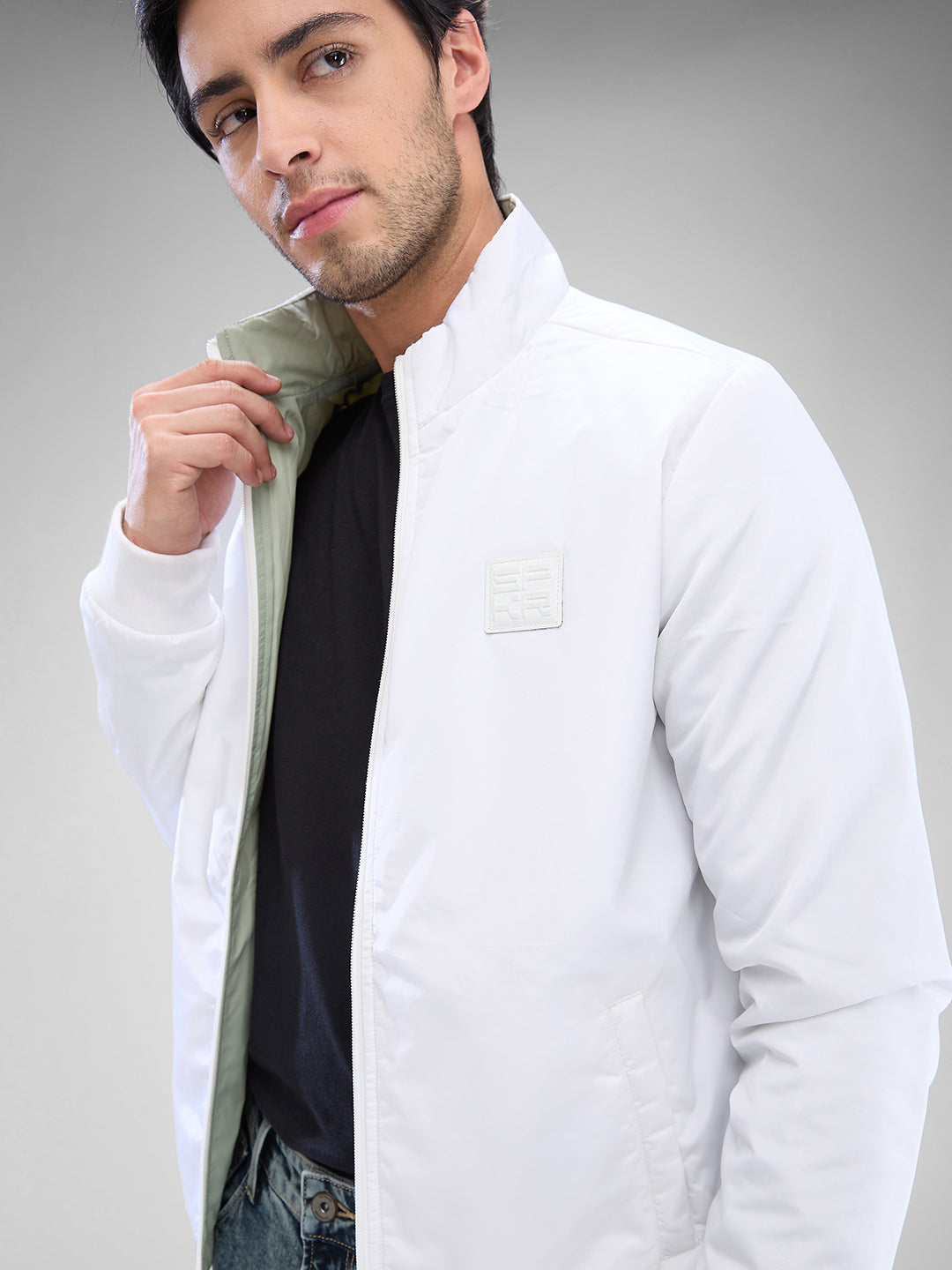 Spykar White Polyester Full Sleeve Jacket For Men