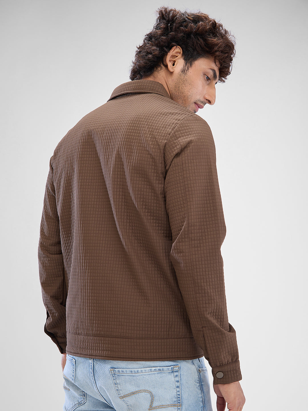 Spykar Bison Brown Polyester Full Sleeve Jacket For Men