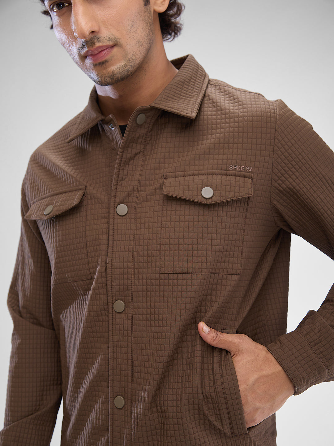 Spykar Bison Brown Polyester Full Sleeve Jacket For Men