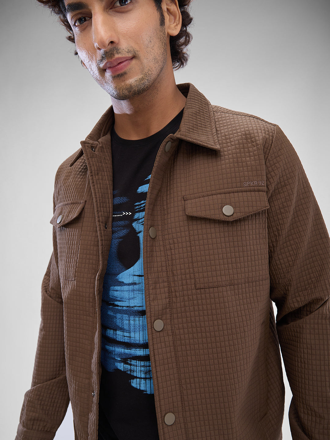 Spykar Bison Brown Polyester Full Sleeve Jacket For Men