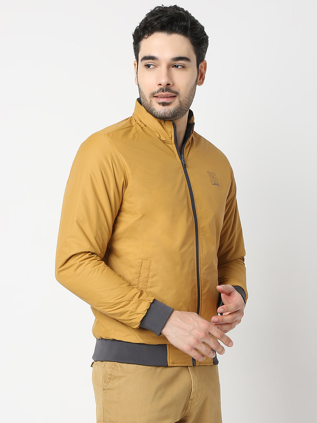 Spykar Charcoal Grey Long Sleeves Reversible Jackets For Men