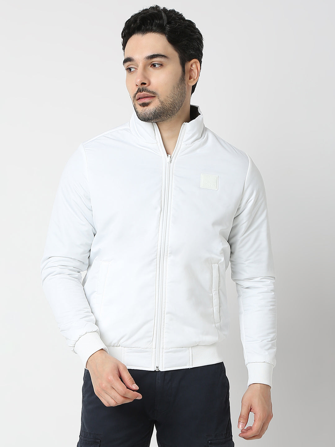 Spykar White Long Sleeves Reversible Jackets For Men