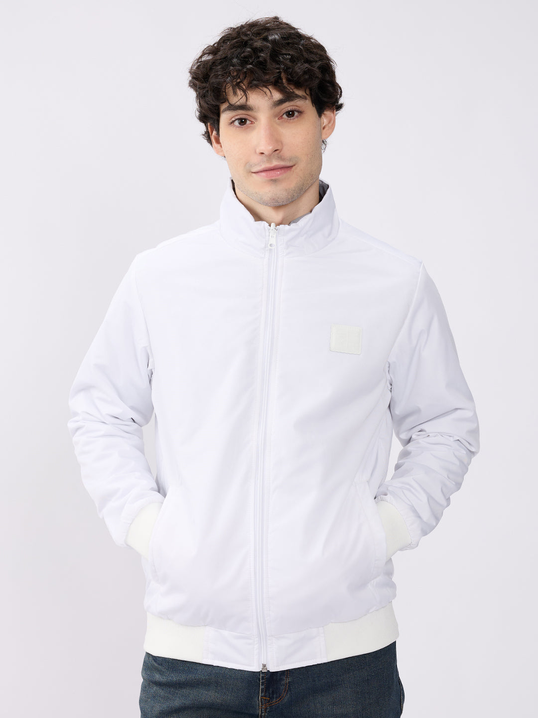 Spykar White Straight Fit Casual Jackets For Men