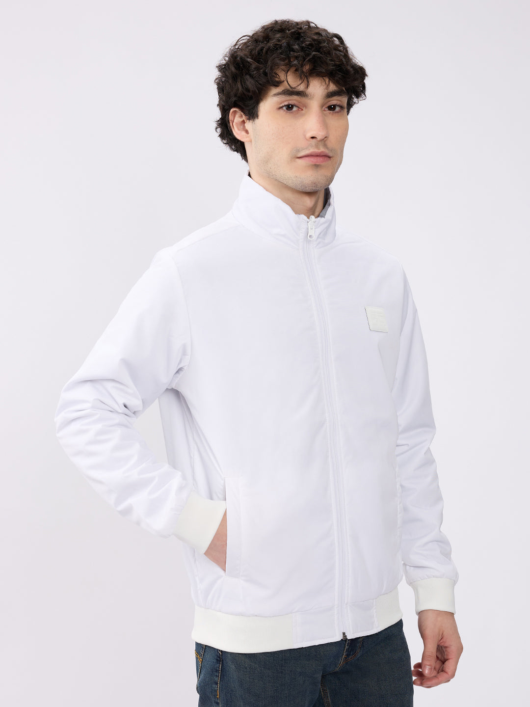 Spykar White Straight Fit Casual Jackets For Men