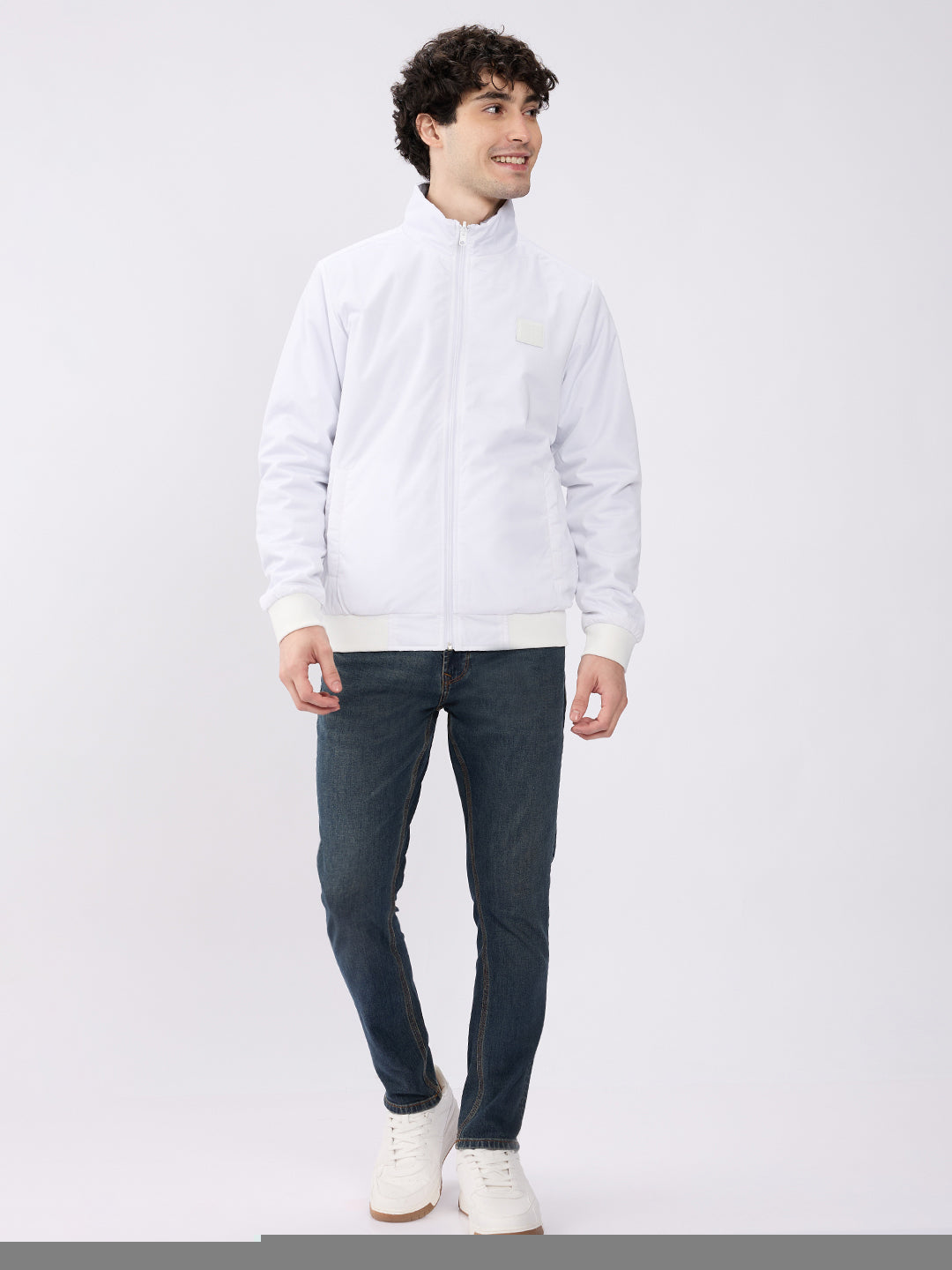 Spykar White Straight Fit Casual Jackets For Men