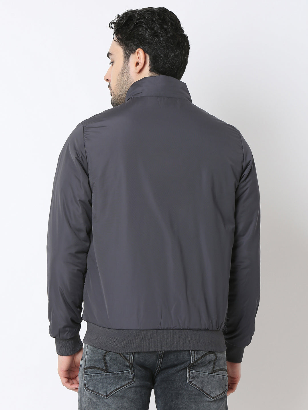 Spykar Charcoal Grey Reversible Jacket For Men