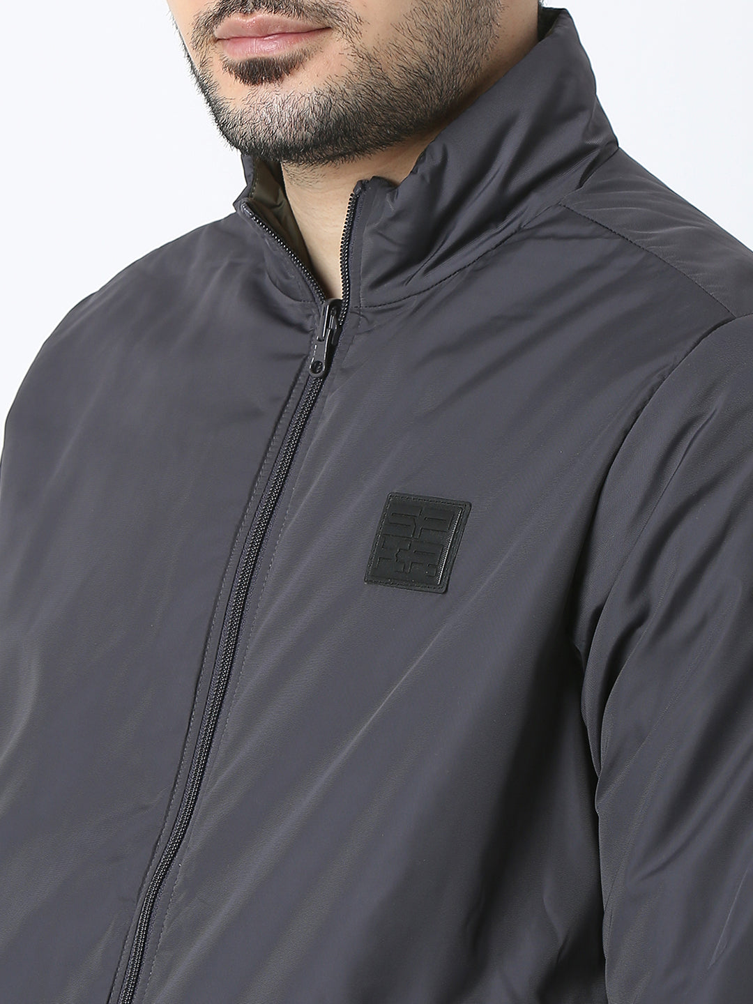 Spykar Charcoal Grey Reversible Jacket For Men