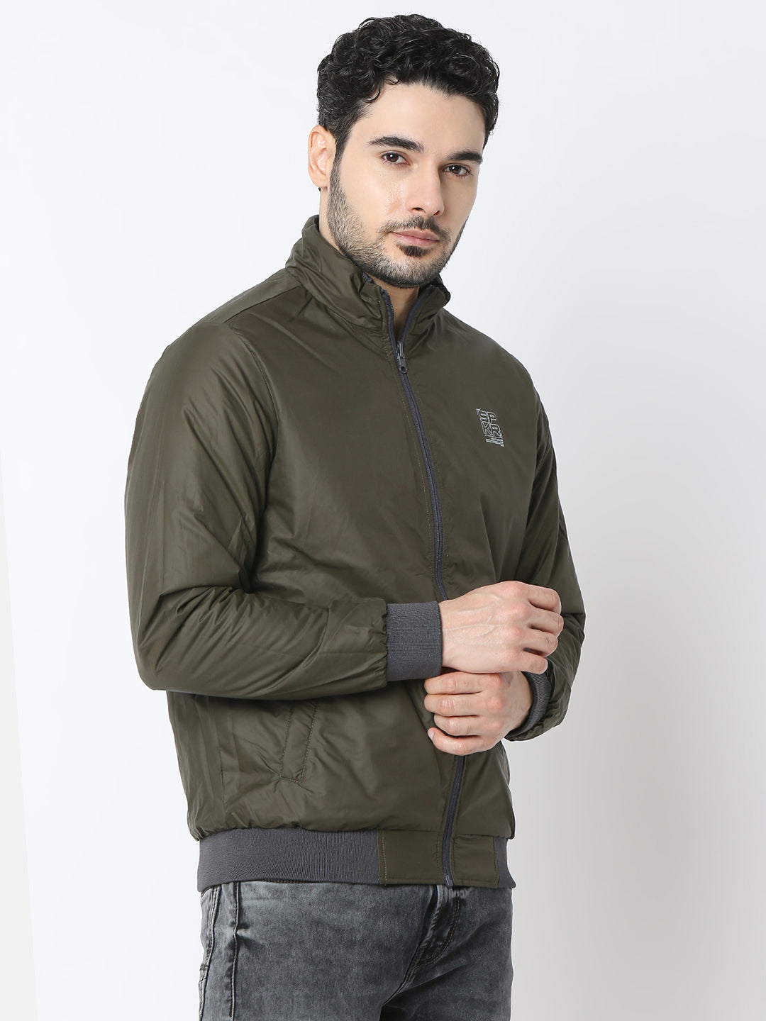 Spykar Charcoal Grey Reversible Jacket For Men