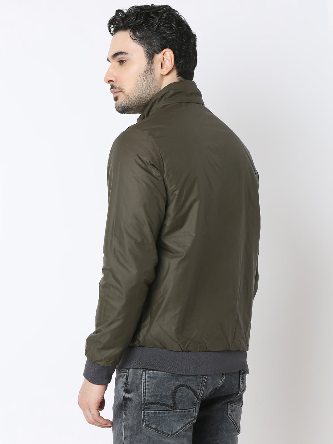 Spykar Charcoal Grey Reversible Jacket For Men