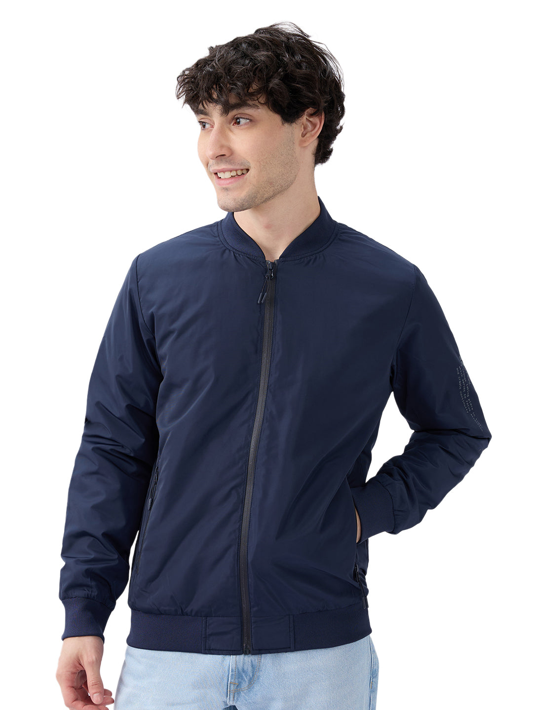 Spykar Solid Navy Blue Straight Fit Jackets For Men