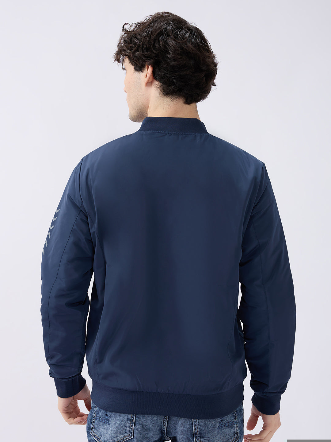 Spykar Solid Navy Blue Straight Fit Jackets For Men