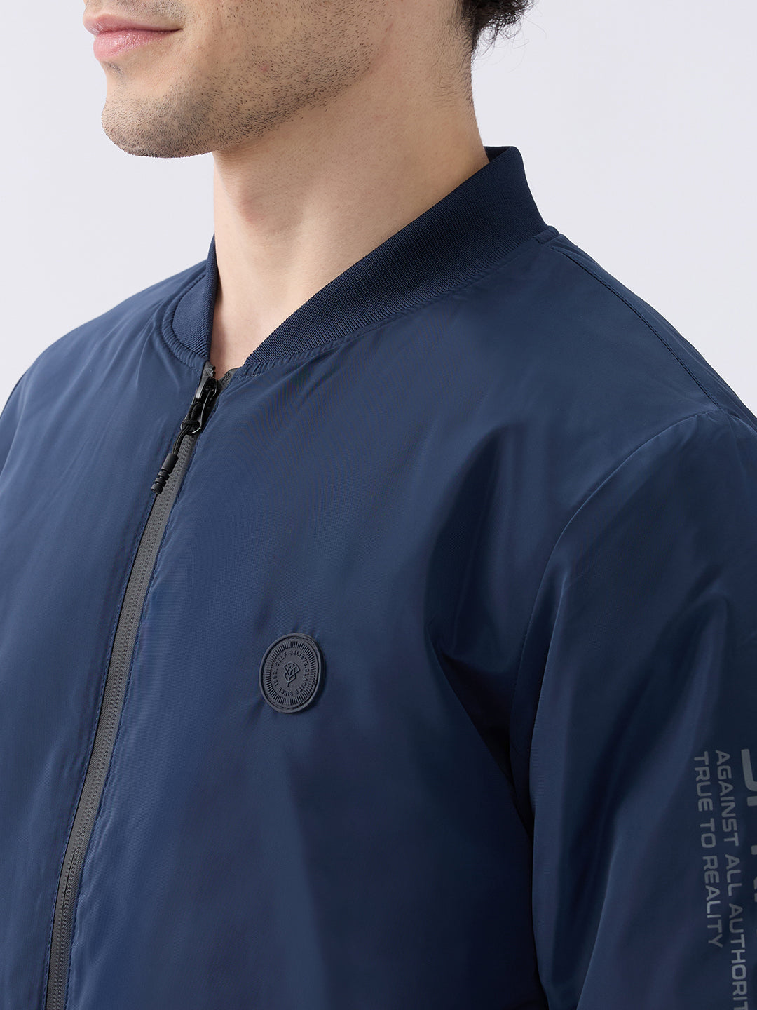 Spykar Solid Navy Blue Straight Fit Jackets For Men