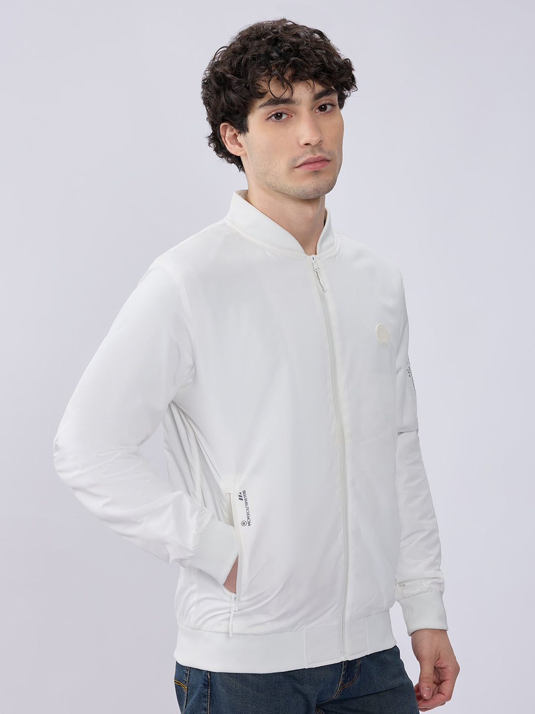 Spykar Solid White Straight Fit Jackets For Men