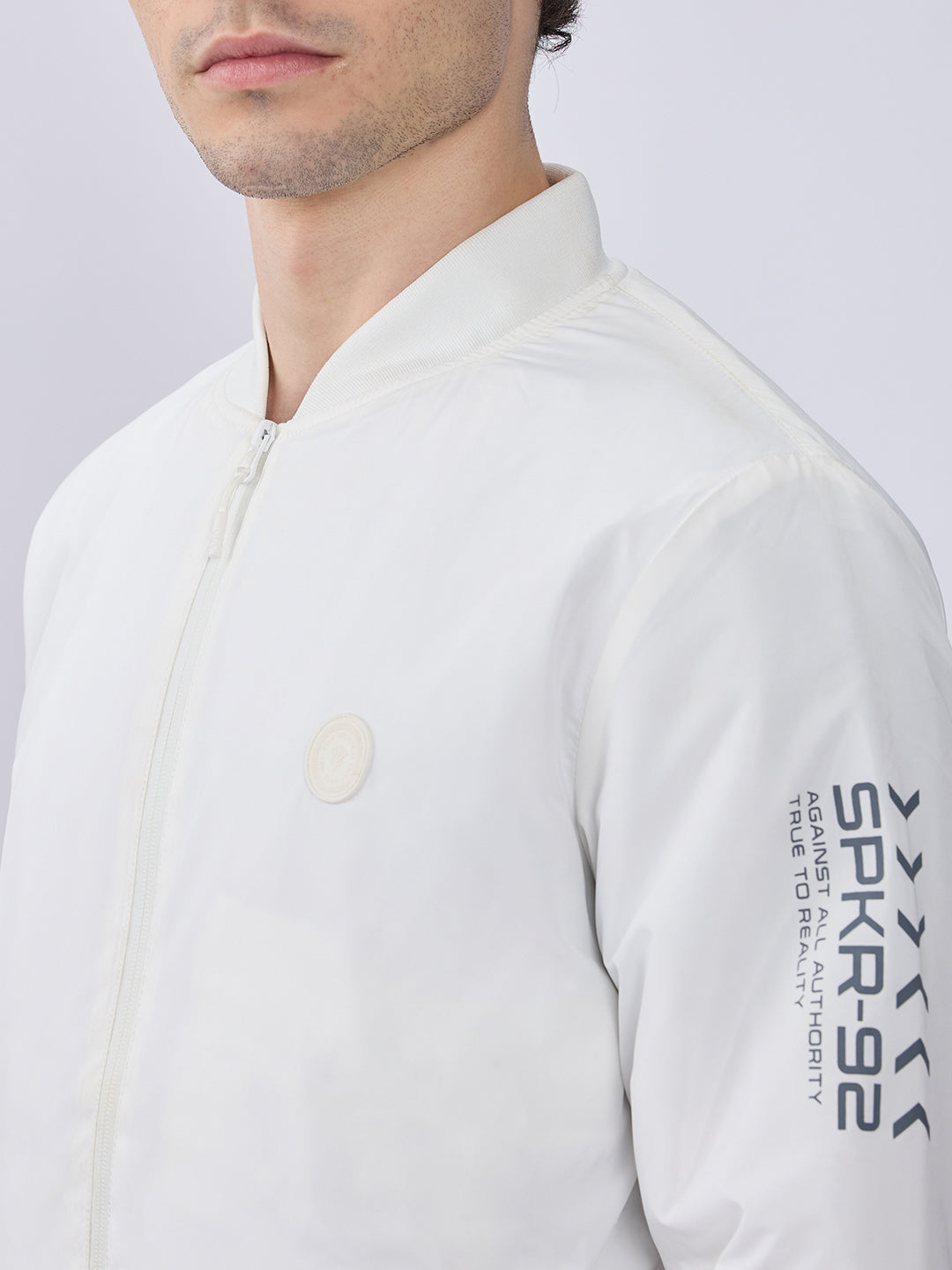 Spykar Solid White Straight Fit Jackets For Men