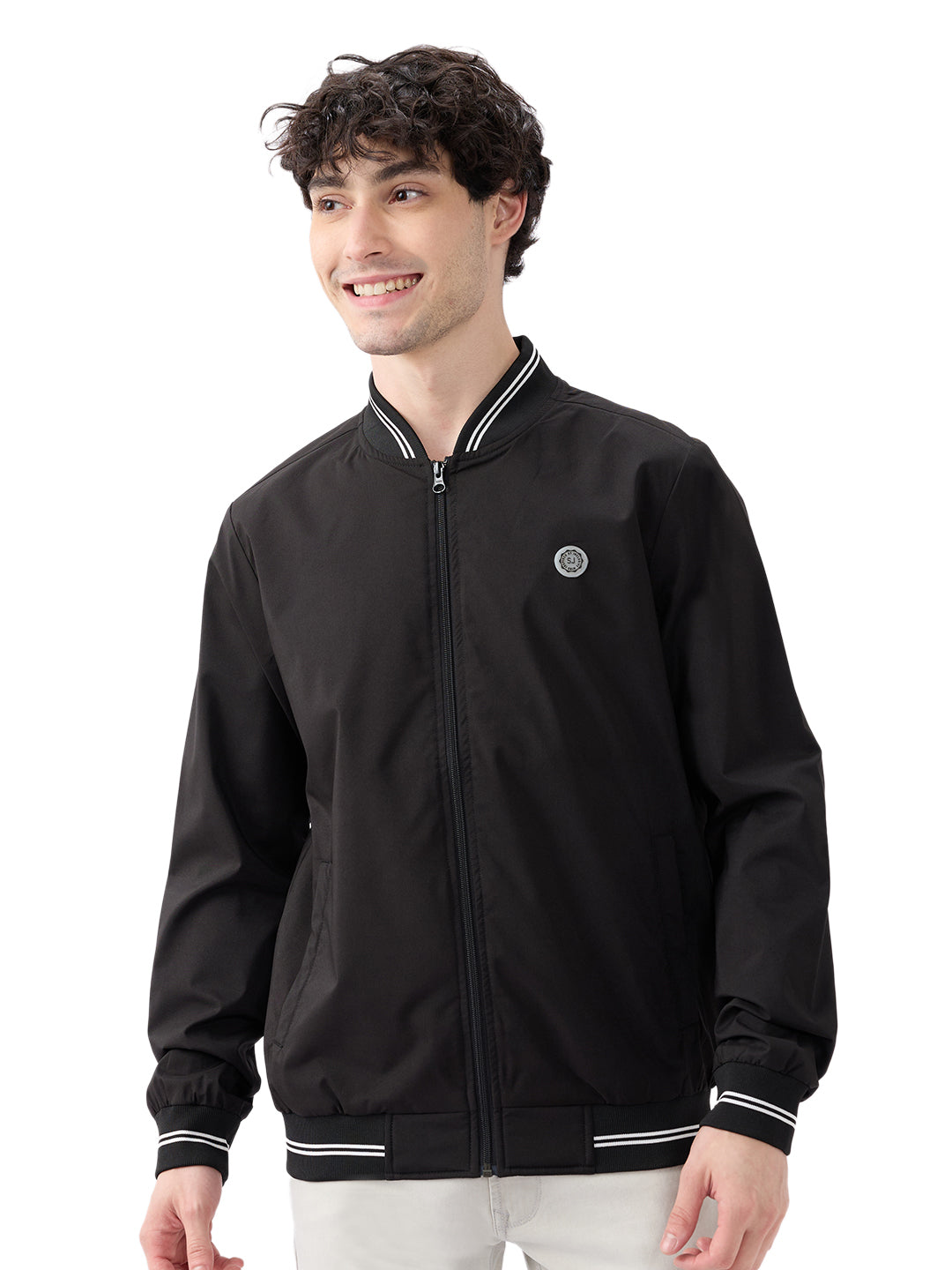 Spykar Solid Black Straight Fit Jackets For Men