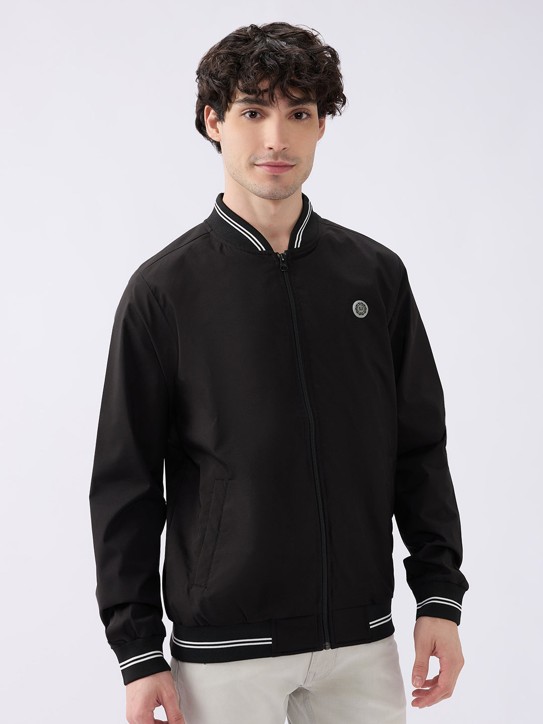 Spykar Solid Black Straight Fit Jackets For Men