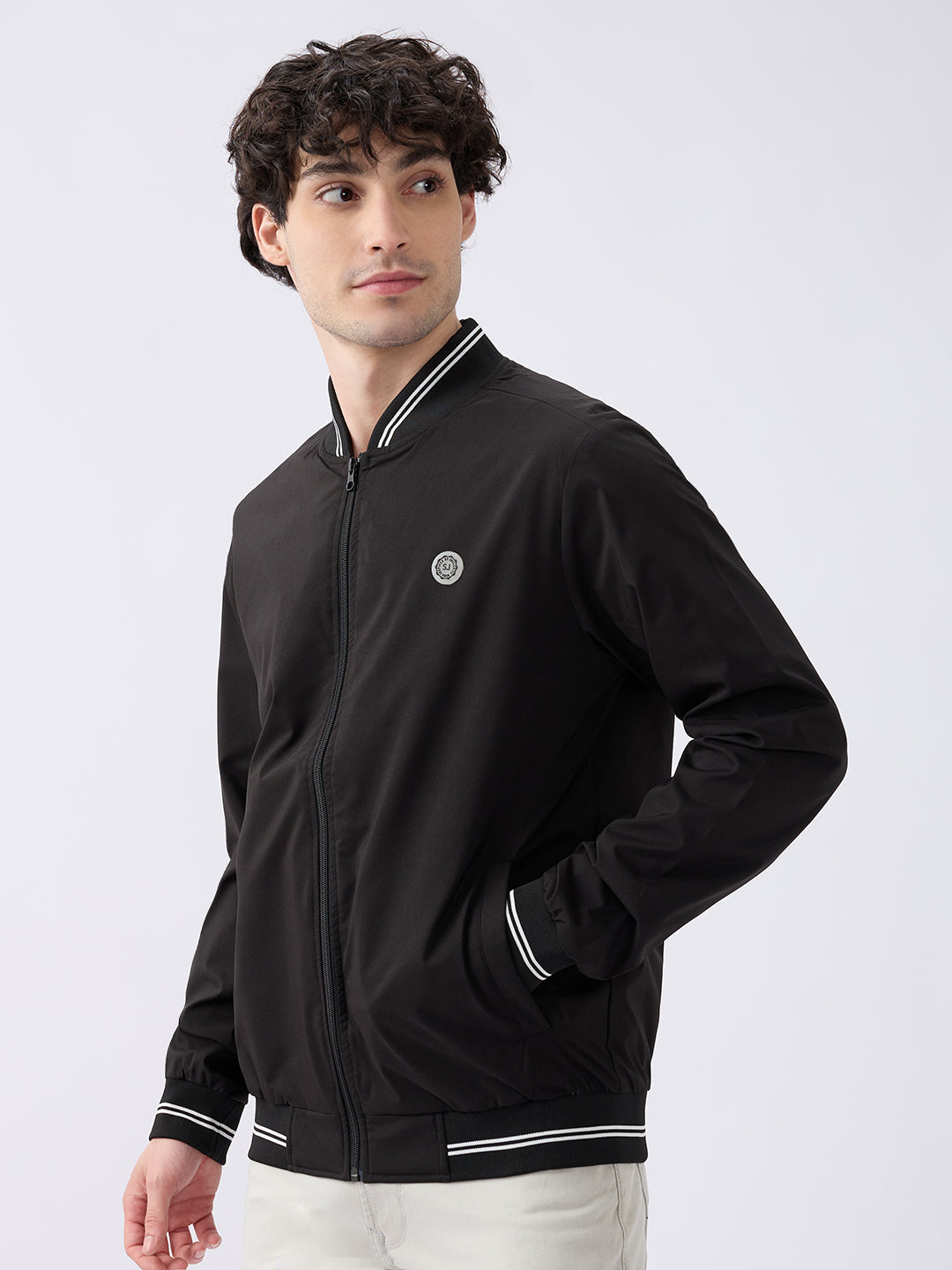 Spykar Solid Black Straight Fit Jackets For Men