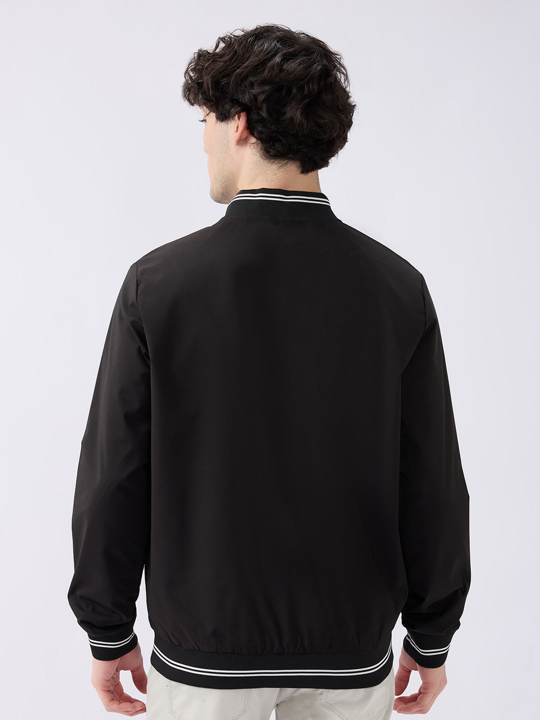 Spykar Solid Black Straight Fit Jackets For Men