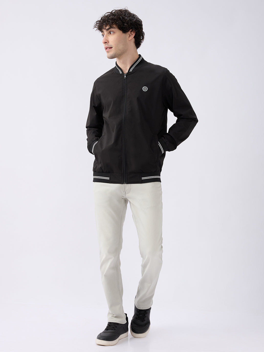 Spykar Solid Black Straight Fit Jackets For Men