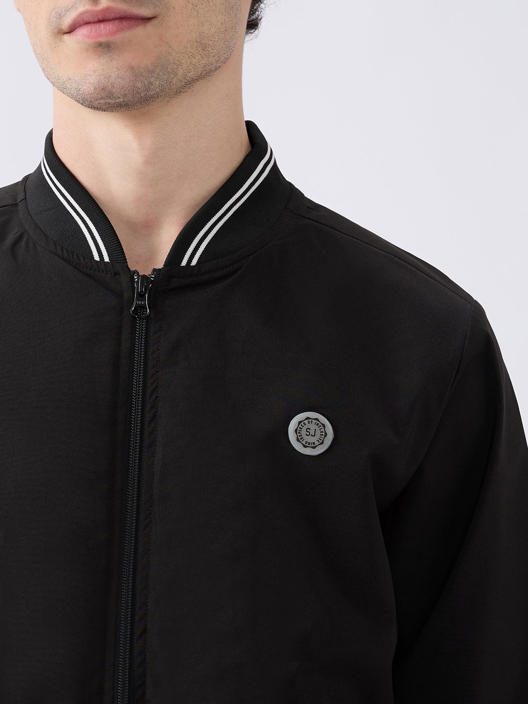 Spykar Solid Black Straight Fit Jackets For Men