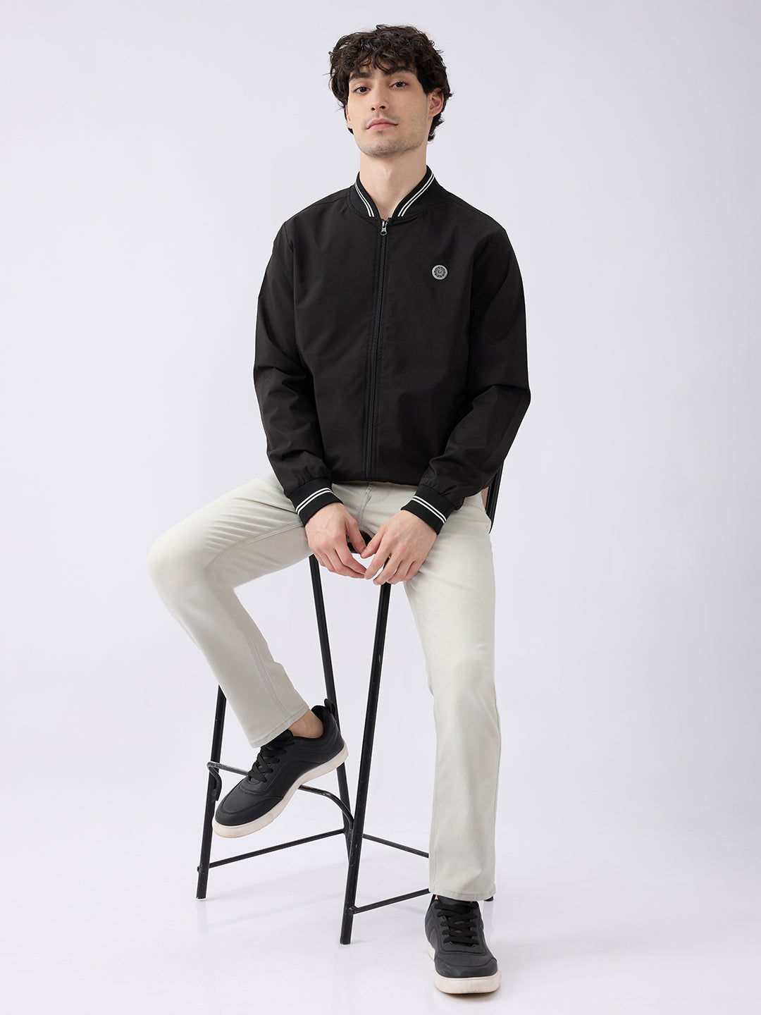 Spykar Solid Black Straight Fit Jackets For Men