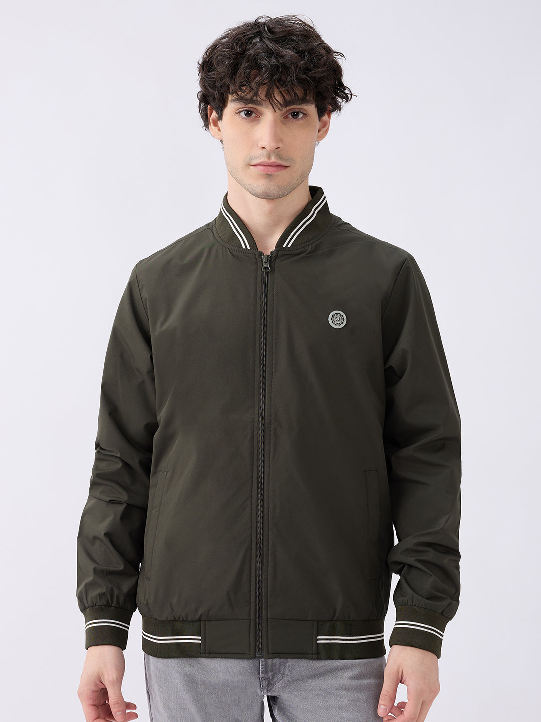 Spykar Olive Green Straight Fit Casual Jackets For Men
