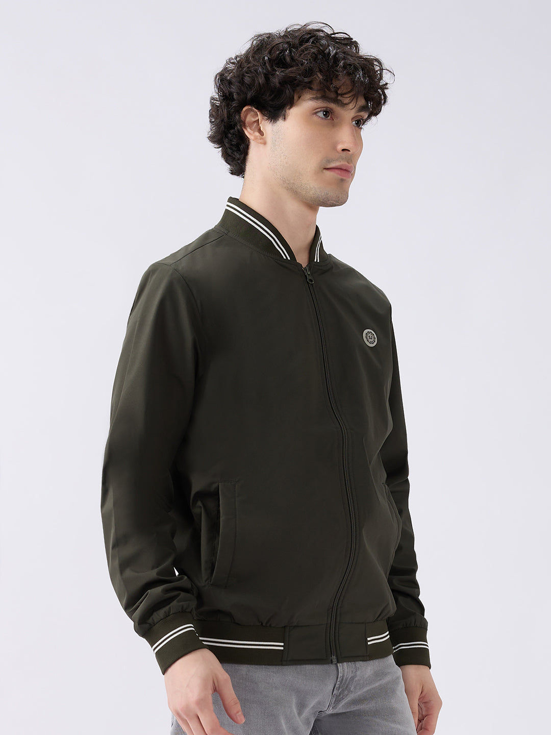 Spykar Olive Green Straight Fit Casual Jackets For Men