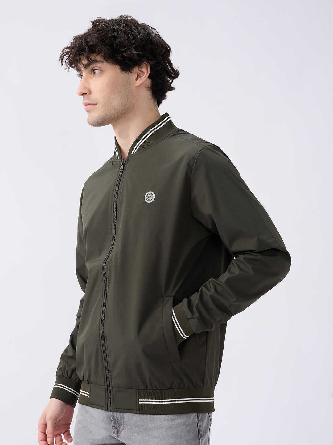 Spykar Olive Green Straight Fit Casual Jackets For Men
