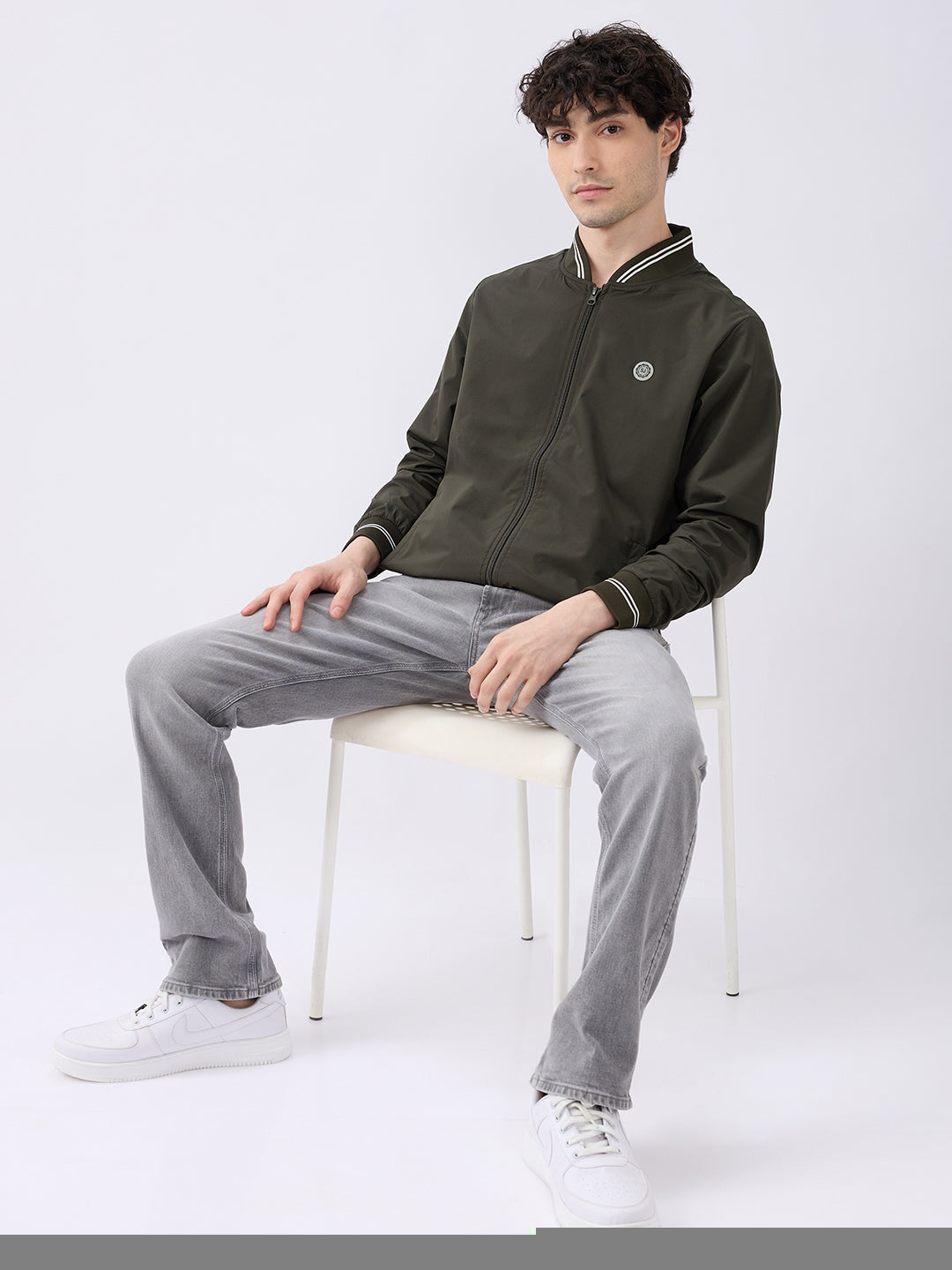 Spykar Olive Green Straight Fit Casual Jackets For Men