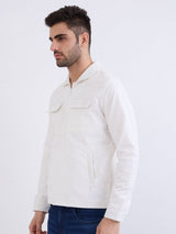 Men Jacket Off White Straight Fit