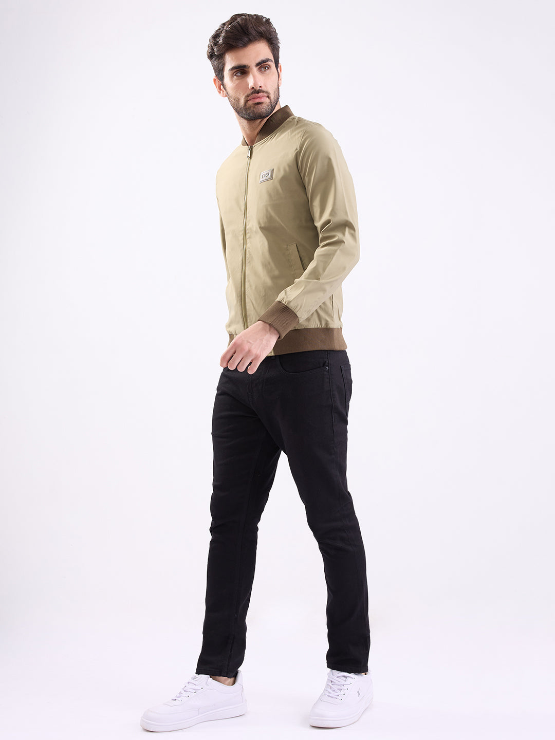 Men Jacket Green Straight Fit