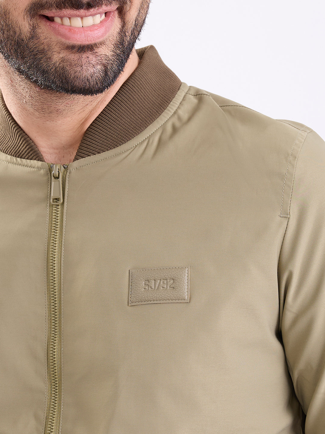 Men Jacket Green Straight Fit