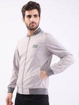 Men Jacket Grey Straight Fit
