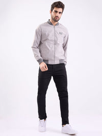 Men Jacket Grey Straight Fit