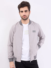 Men Jacket Grey Straight Fit