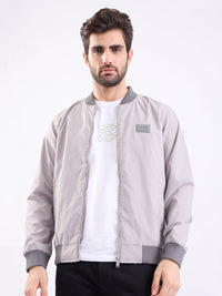 Men Jacket Grey Straight Fit