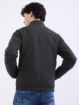 Men Jacket Green Straight Fit