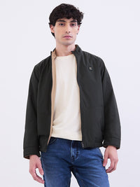 Men Jacket Green Straight Fit