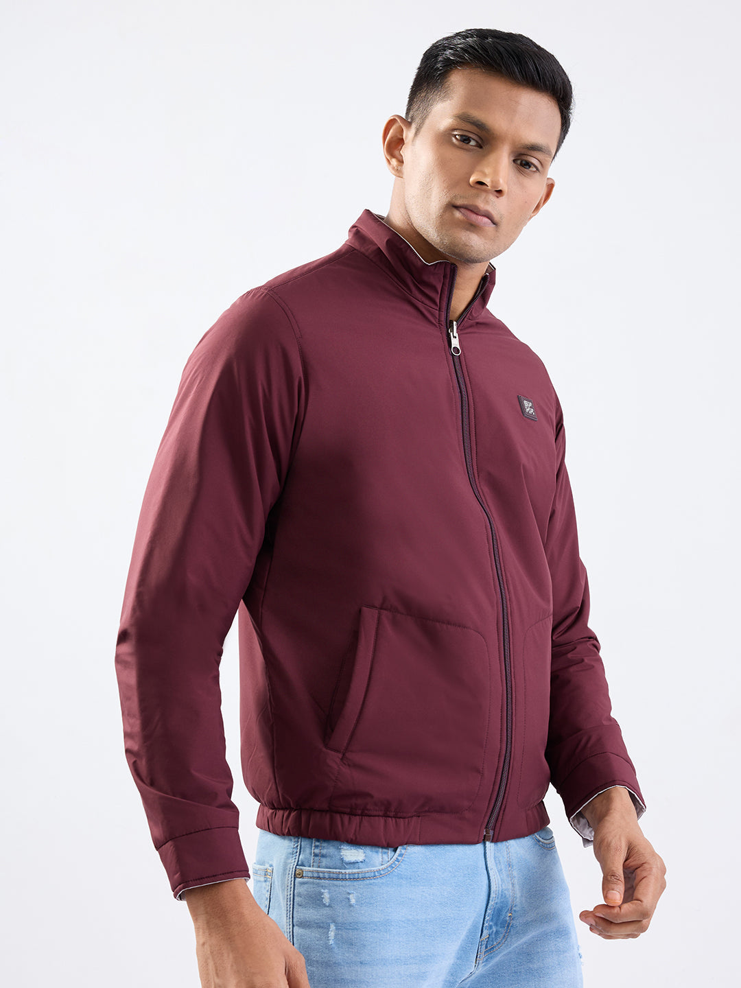 Spykar Wine Red Straight Fit Casual Jackets For Men
