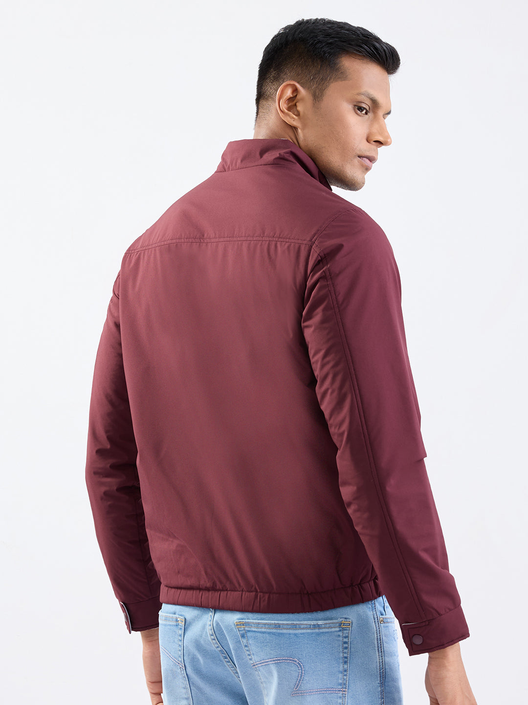 Spykar Wine Red Straight Fit Casual Jackets For Men