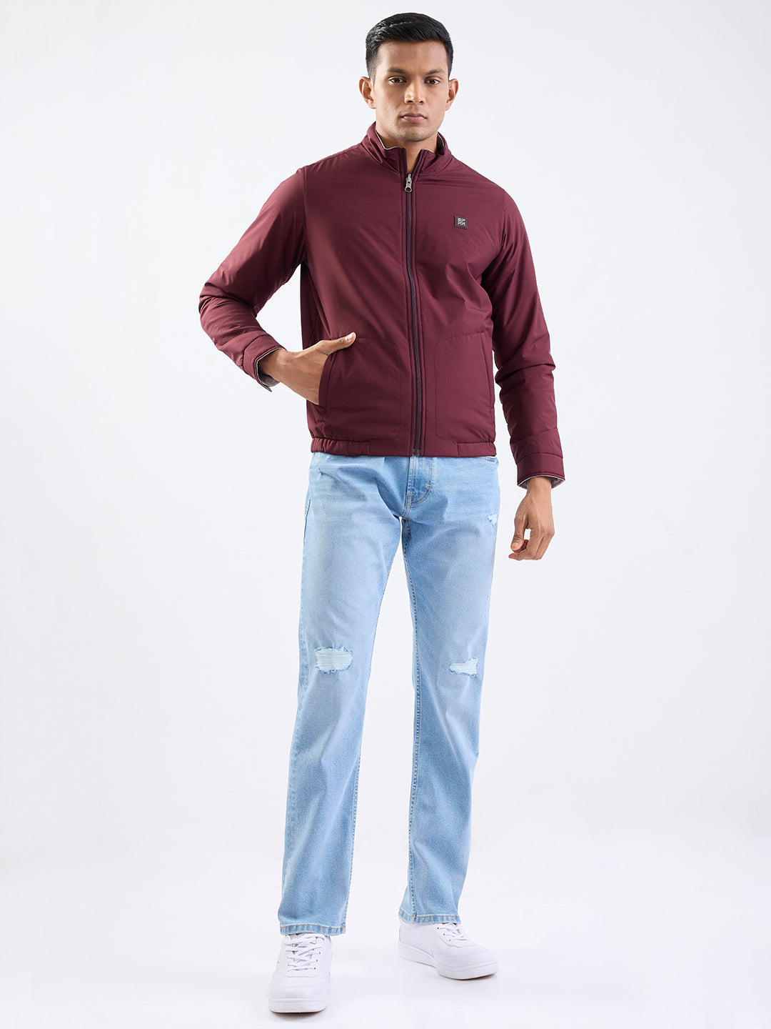 Men Jacket Red Straight Fit
