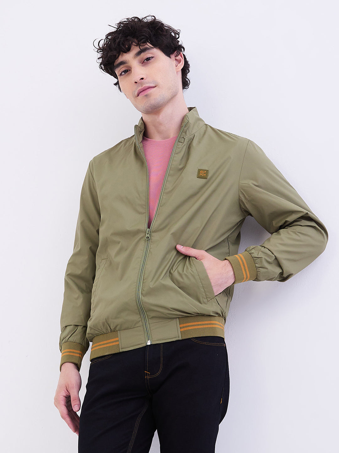 Spykar Avocado Green Straight Fit Casual Jackets For Men