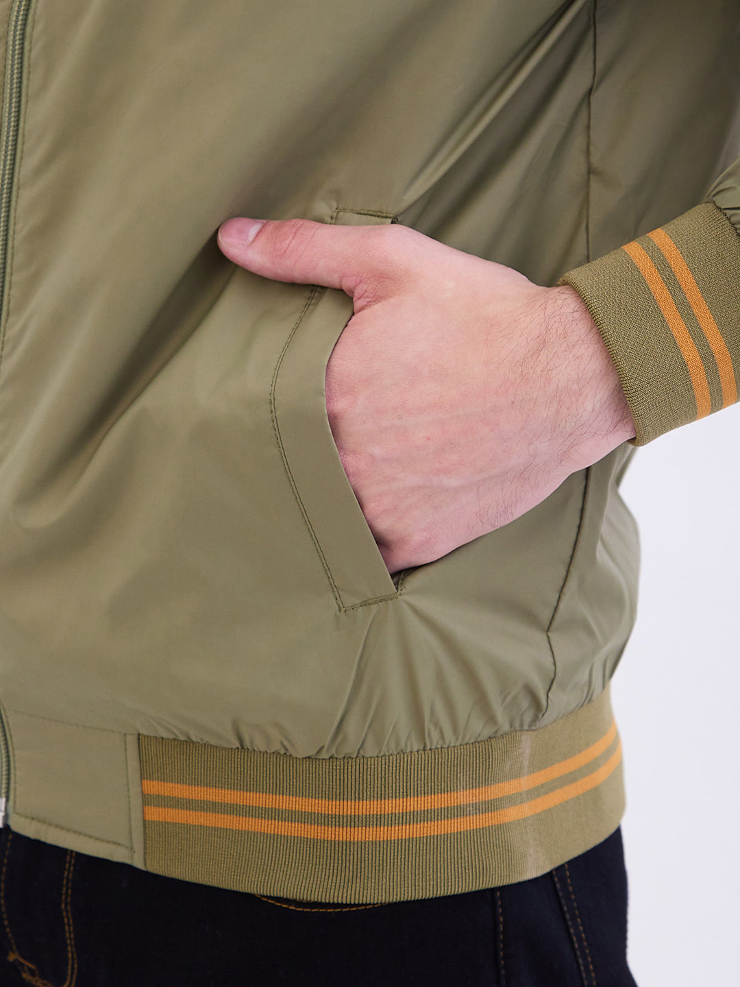 Men Jacket Green Straight Fit