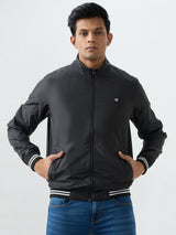 Men Jacket Black Straight Fit