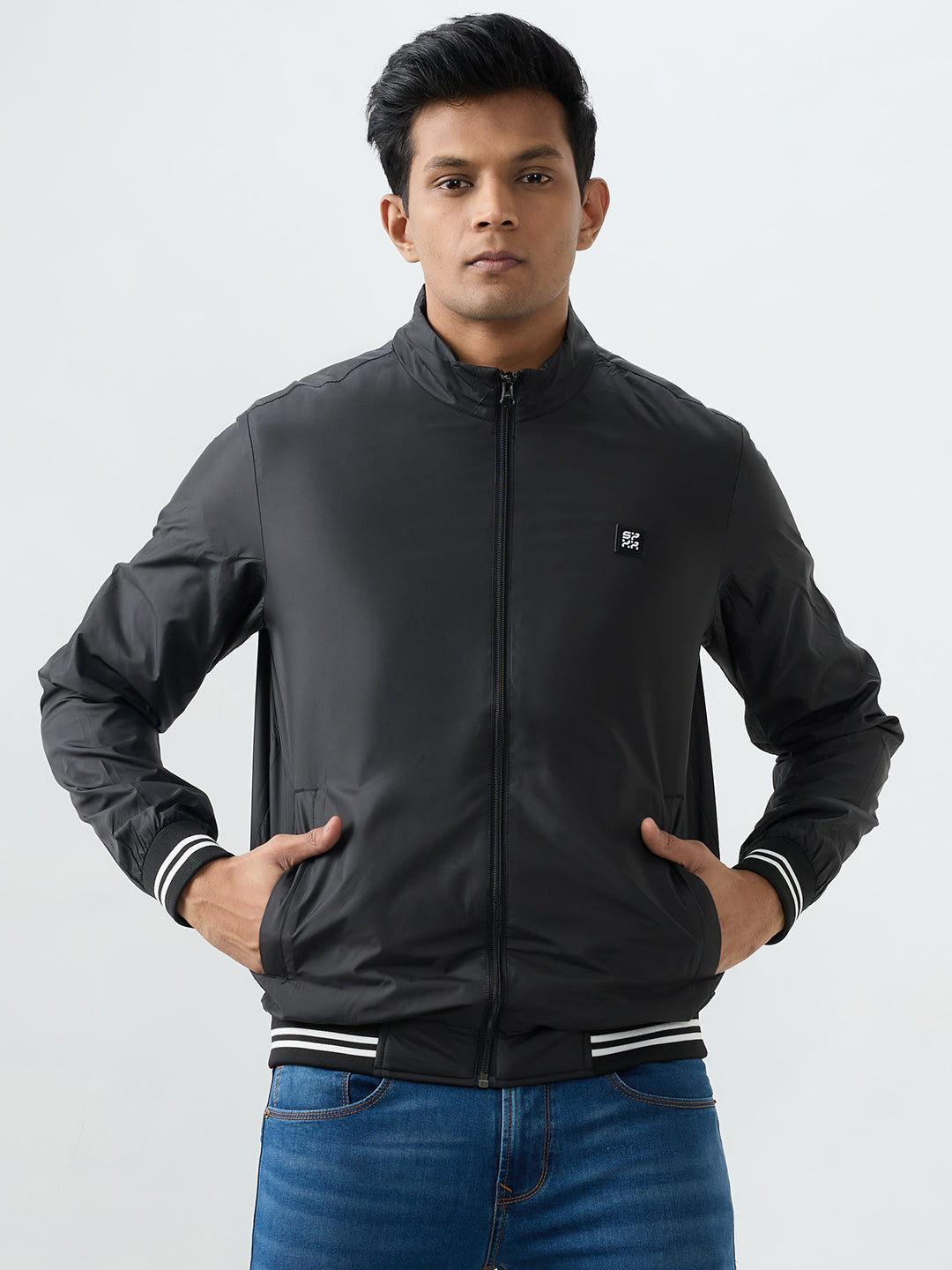 Men Jacket Black Straight Fit