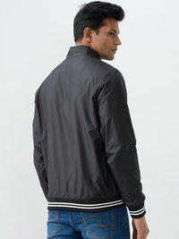 Men Jacket Black Straight Fit
